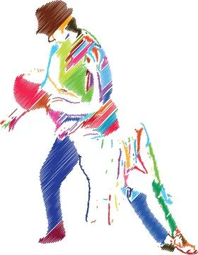 Elegant Dance Couple in Artistic Scribble Style Stock Illustration