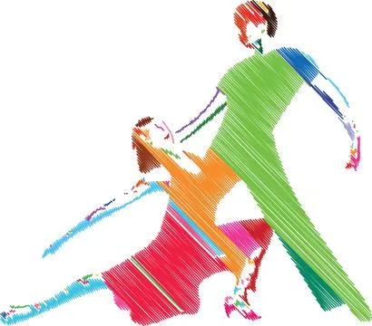 Elegant Dance Couple in Artistic Scribble Style Ilustração Stock