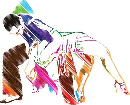 Elegant Dance Couple in Artistic Scribble Style Stock Illustration