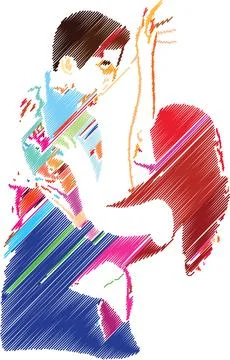 Elegant Dance Couple in Artistic Scribble Style Stock Illustration