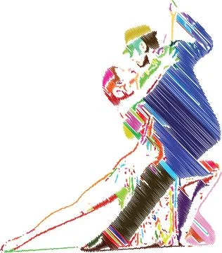 Elegant Dance Couple in Artistic Scribble Style Stock Illustration
