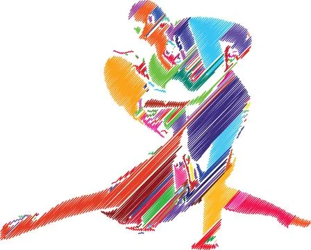 Elegant Dance Couple in Artistic Scribble Style Stock Illustration