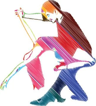 Elegant Dance Couple in Artistic Scribble Style Stock Illustration