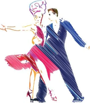 Elegant Dance Couple in Artistic Scribble Style Stock Illustration