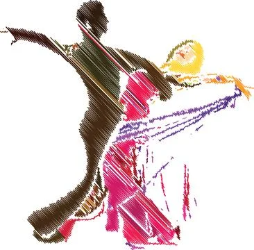 Elegant Dance Couple in Artistic Scribble Style Stock Illustration