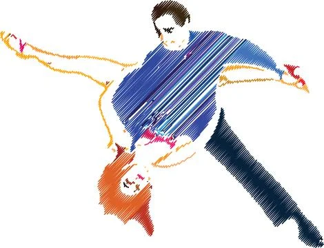 Elegant Dance Couple in Artistic Scribble Style Stock Illustration