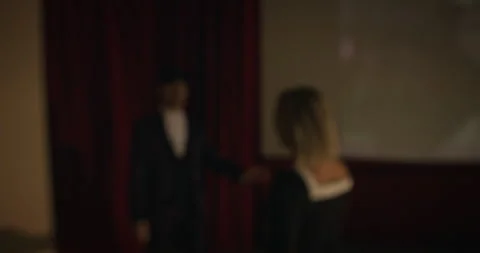 An Elegant Dance Performance Set Against a Dramatic Background with Stunning Video stock 305089367