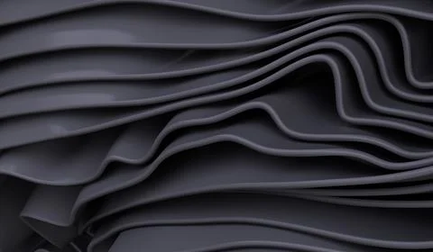 Elegant dark abstract background with soft, flowing 3D curves Stock Illustration