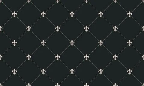Elegant dark background with a repeating pattern of fleurdelis motifs arrange Illustrazione stock