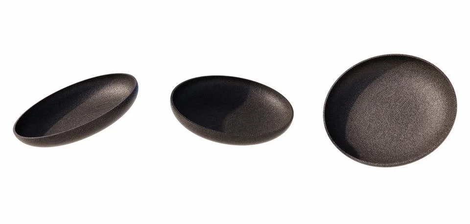 Elegant Dark Ceramic Serving Dish Collection - Minimalist Design for Modern Stock Illustration