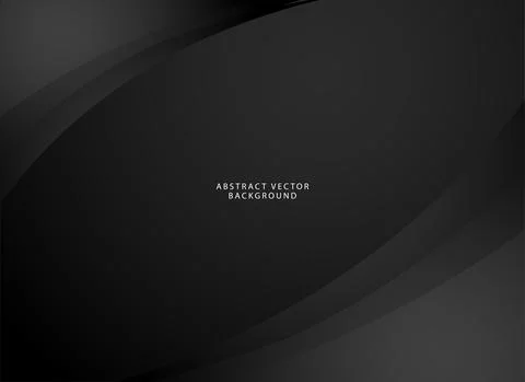 Elegant dark gradient background vector with wavy shapes.Black gradient shape Stock Illustration