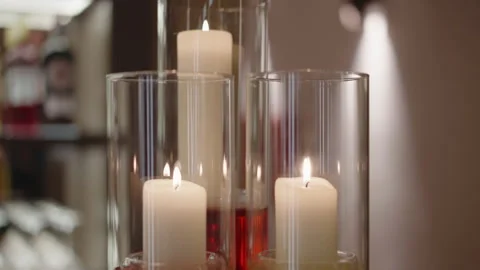 Elegant decoration of interior view with transparent vases of different sizes 動画素材 345501468