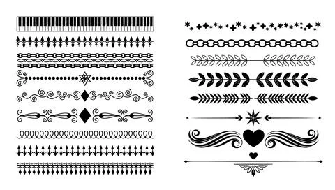 Elegant Decorative Divider Borders and Ornamental Separator Set Stock Illustration