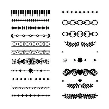 Elegant Decorative Divider Borders and Ornamental Line Set Illustrazione stock