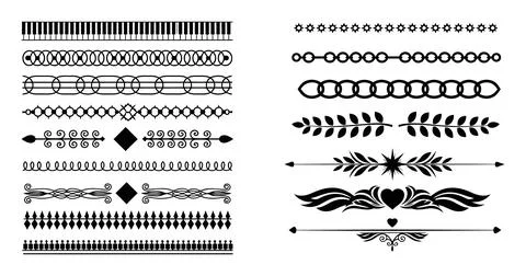 Elegant Decorative Divider Borders and Ornamental Separator Collection Stock Illustration