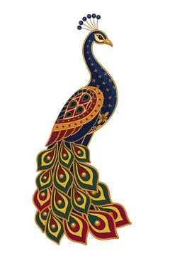 Elegant decorative peacock vector illustration, isolated Stock Illustration