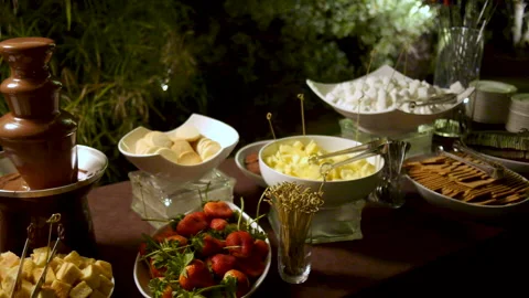 Elegant desert table MS (slider) Stock Footage 137811950