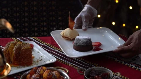 Elegant Dessert Plating Stock Footage 319949693