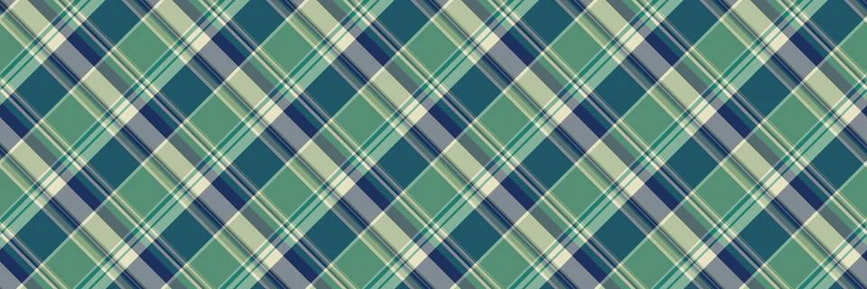 Elegant diagonal plaid pattern in calming teal, green, and cream tones.  Perf Stock Illustration