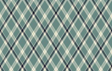 Elegant diagonal plaid pattern in muted teal, cream, and gray tones.  Perfect Stock Illustration