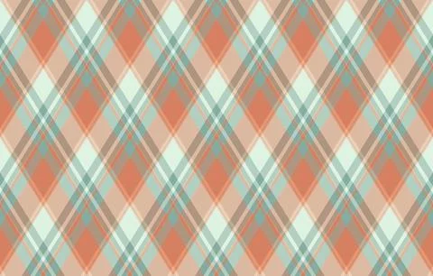 Elegant diagonal plaid pattern in muted coral, beige, and mint green.  Perfec イラスト素材