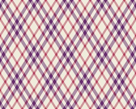 Elegant diagonal plaid pattern in muted purple and red hues on a creamy backg Stock Illustration