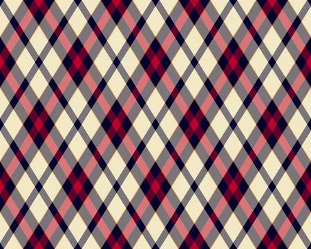 Elegant diagonal plaid pattern in red, cream, and grey.  Perfect for textile  Stock Illustration