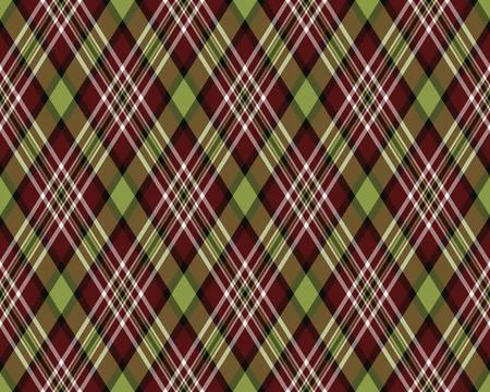 Elegant diagonal plaid pattern in rich maroon, olive green, and beige.  Perfe Stock Illustration
