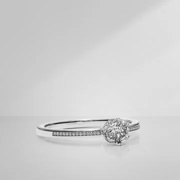 Elegant diamond ring on light background with shadows Stock Illustration