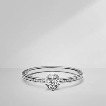 Elegant diamond ring on light background with shadows Stock Illustration