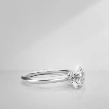 Elegant diamond ring on light background with shadows Stock Illustration