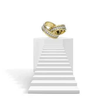 Elegant diamond ring on an octagonal pedestal. Ideas for best diamond jewel.. Stock Illustration