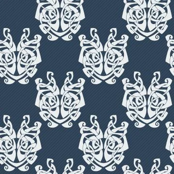 Elegant difficult curled ornamental gothic tattoo seamless pattern. Celtic st Illustrazione stock