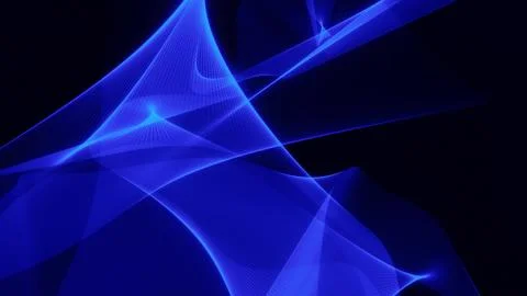 Elegant digital mesh of blue light ribbons crossing over a dark backdrop, for イラスト素材