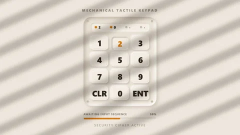 Elegant digital security mechanical keypad with translucent buttons Stock Footage 348330285