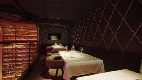 Elegant Dining Room with Wine Display Stock Footage 302491908