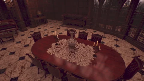 Elegant Dining Table Set for a Formal Gathering in a Vintage Room Stock Footage 348157586