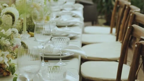 An Elegant Dining Table Setting Essential for Important Special Occasions and Stock Footage 307409350