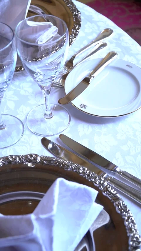 Elegant Dining Table Setting Stock Footage 310273937