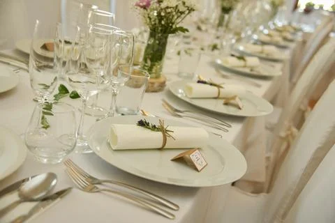 The elegant dinner table. Stock Photos