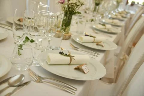 The elegant dinner table. Stock Photos