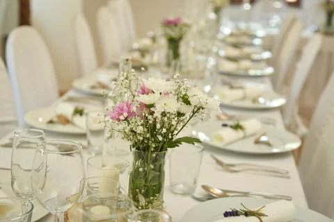 The elegant dinner table. Stock Photos