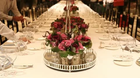 Elegant  dinner table setting 2 HD 1080p Stock Footage 8978303