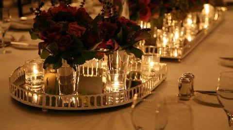 Elegant dinner table setting HD 1080p Stock Footage