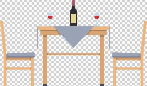 Elegant dinner table setup with wine bottle and glasses for a romantic even.. Stock Illustration