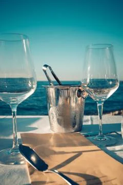 Elegant dinner with a view Stock Photos