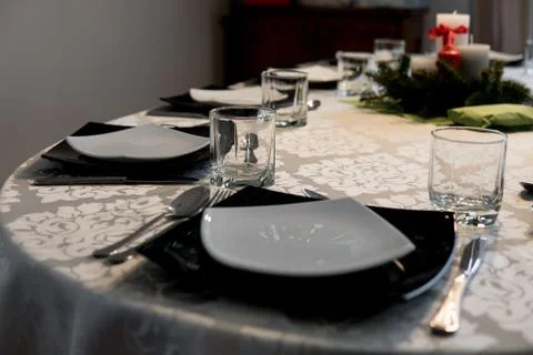 Elegant dishes on a table Stock Photos
