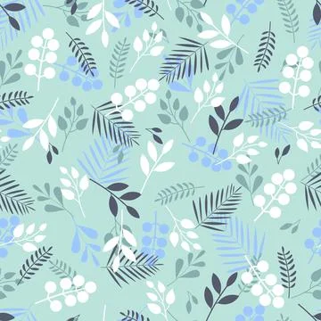 Elegant ditsy floral seamless pattern design. Abstract branches of leaves. Illustrazione stock