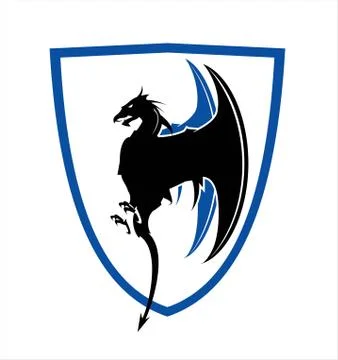 Elegant dragon over the shield. Stock Illustration