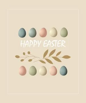 Elegant Easter Design with Colorful Eggs and Floral Elements Stockillustratie